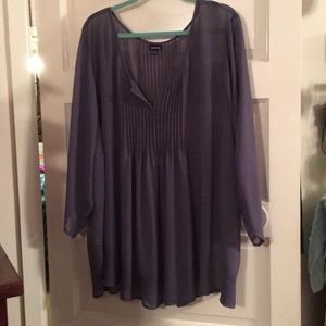 Grey Chiffon Pintuck Blouse